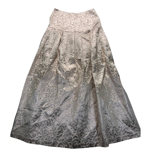 Bebe Dainty Pink Floral Metallic Brocade Maxi Skirt Elegant Formal Evening GLAM - Picture 2 of 13